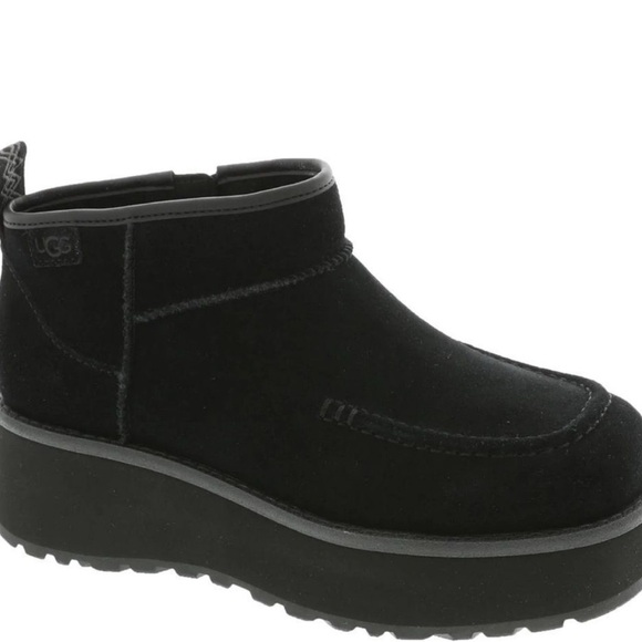 UGG Women’s Platform Suede Ankle Boots Black Size 7.5 – Chunky Lug Sole, New - Picture 10 of 10